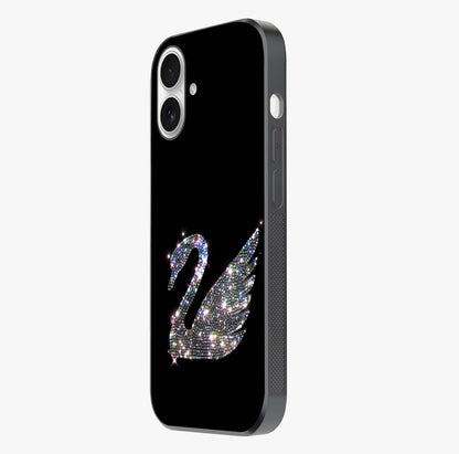 Starlit Swan Grace Glass Case photographed in natural light showing reflective finish and design depth.