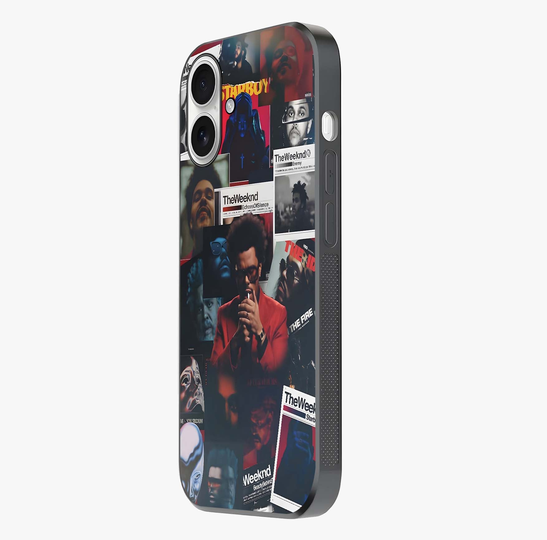 The Weeknd Glass Case photographed in natural light showing reflective finish and design depth.