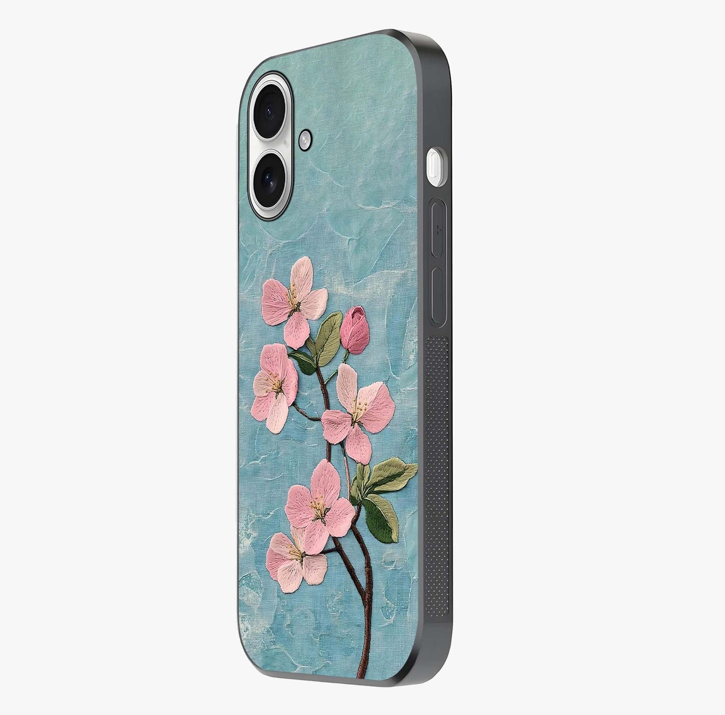 Threaded Blossom Breeze Glass Case photographed in natural light showing reflective finish and design depth.