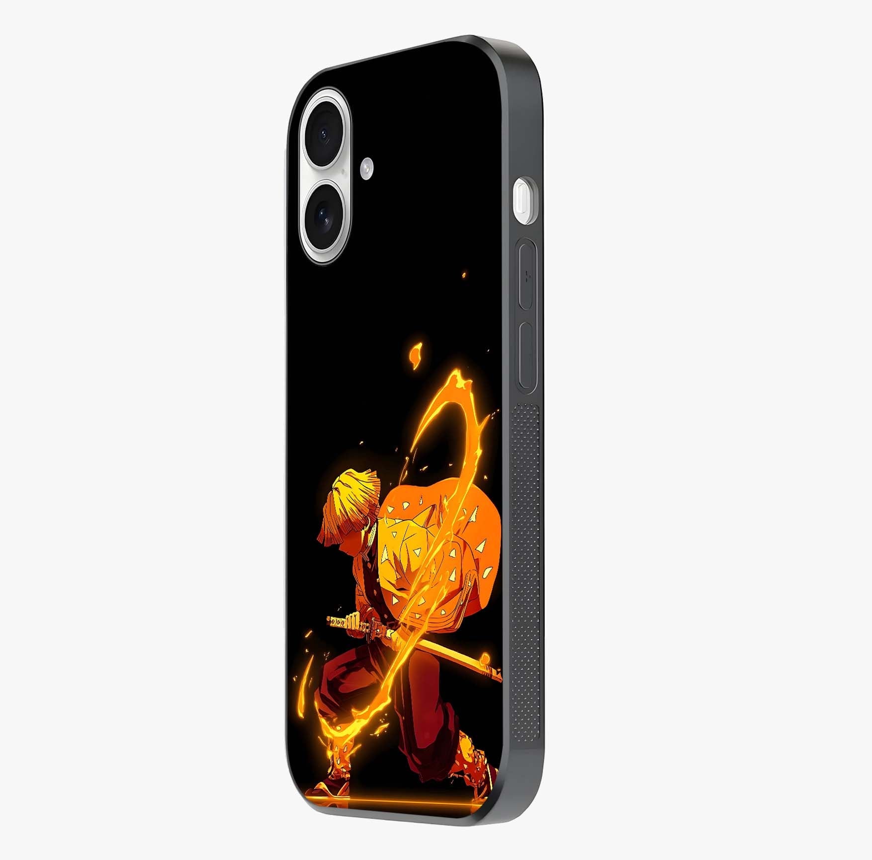 Thunder Flame Execution Glass Case photographed in natural light showing reflective finish and design depth.