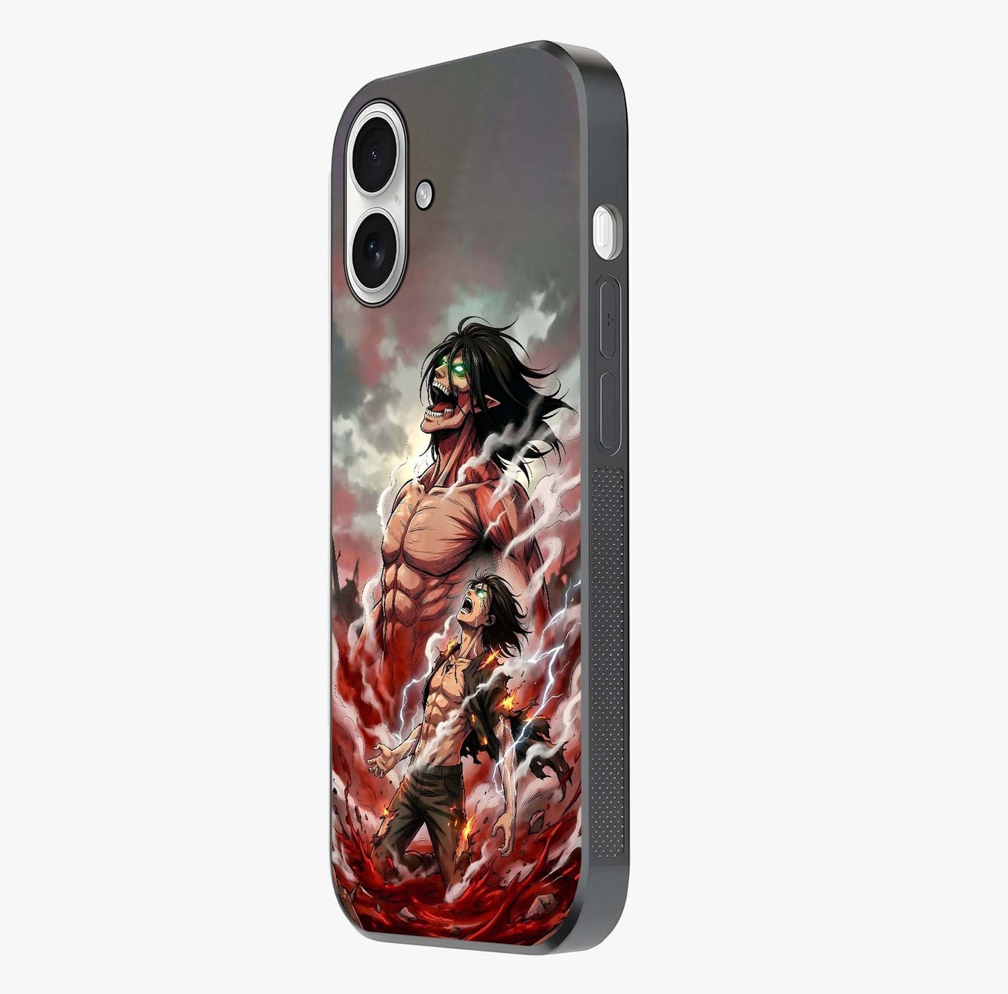 Titan Awakening Fury Glass Case photographed in natural light showing reflective finish and design depth.