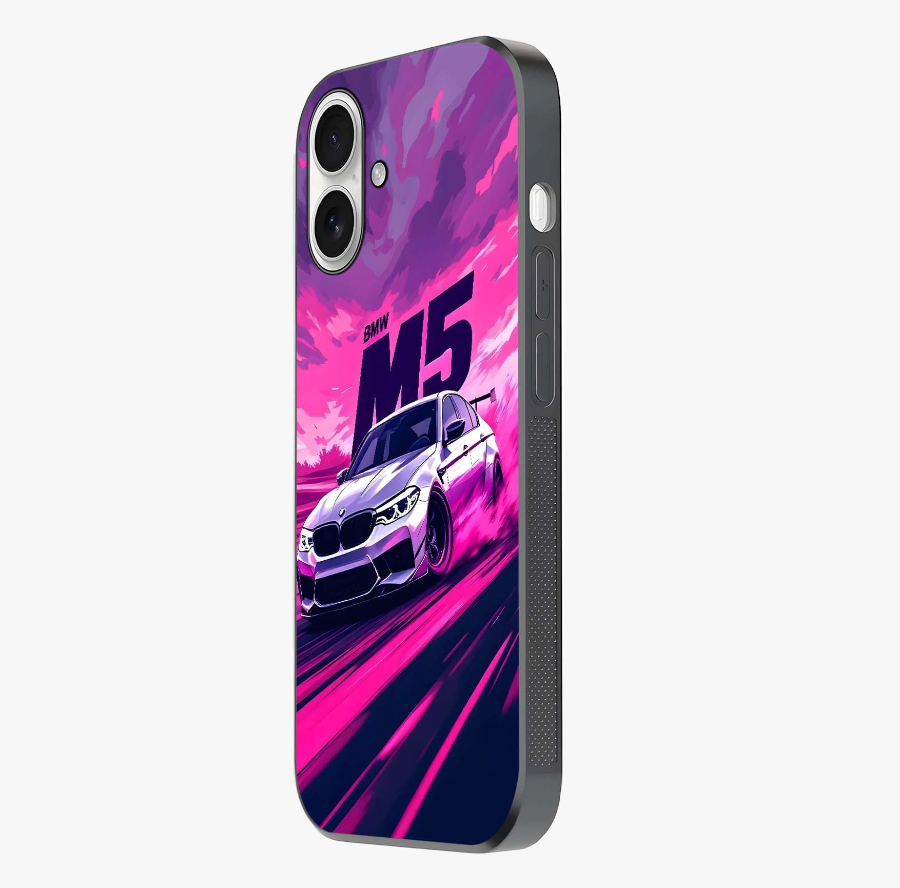 Velocity Drift Pulse Glass Case photographed in natural light showing reflective finish and design depth.