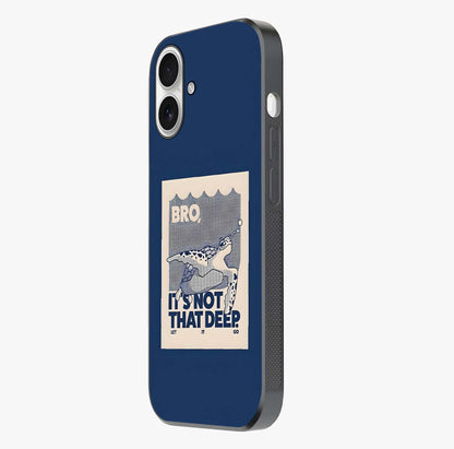 Worry Less Swim Glass Case photographed in natural light showing reflective finish and design depth.