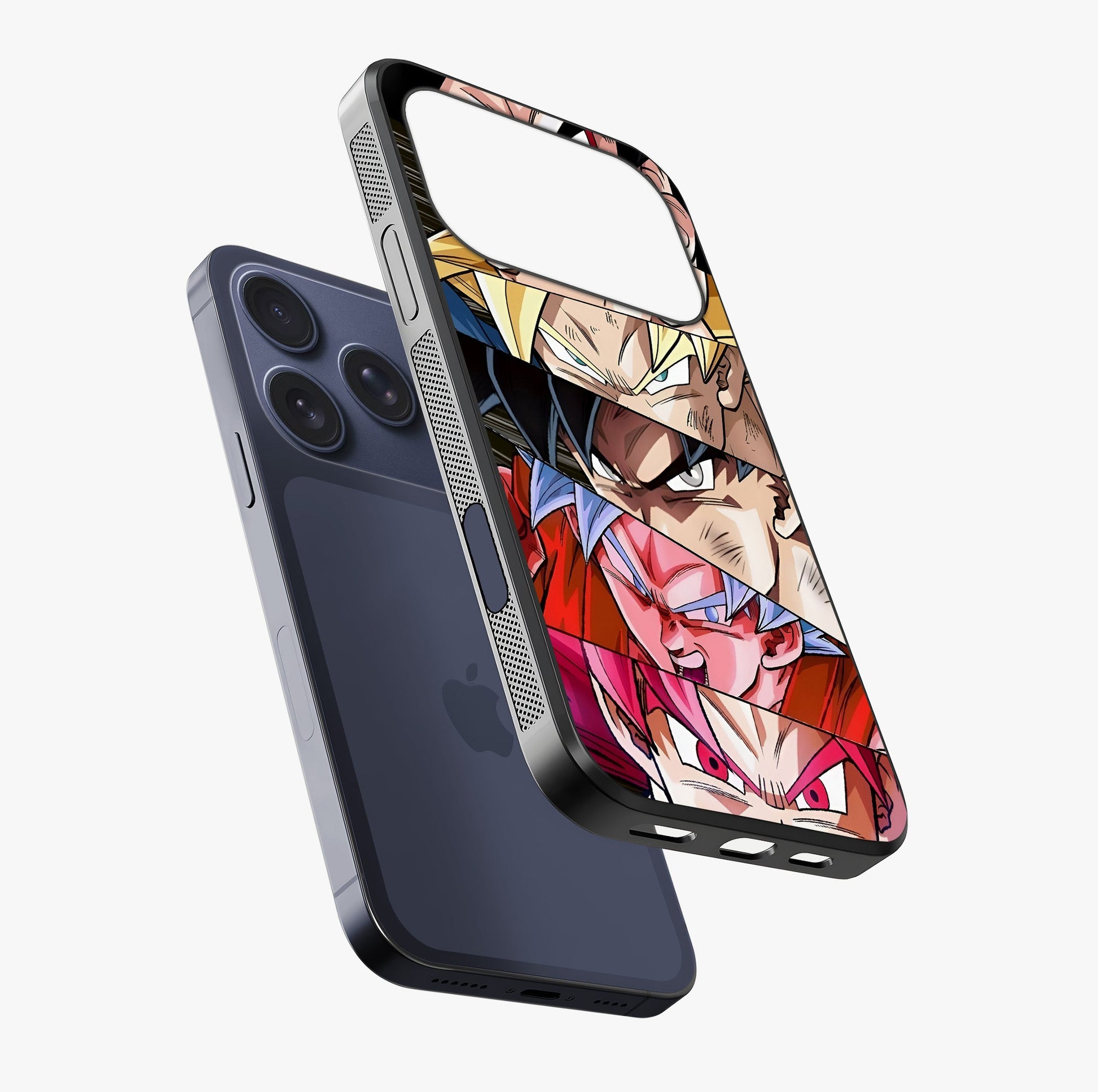 Anime Character Glass Case laid diagonally highlighting side profile, edges and glossy glass shine.
