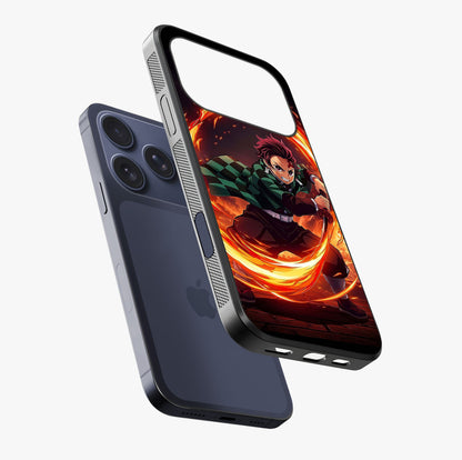Blazing Sword Resolve Glass Case laid diagonally highlighting side profile, edges and glossy glass shine.