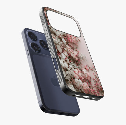Blush Blossom Cloud Glass Case laid diagonally highlighting side profile, edges and glossy glass shine.
