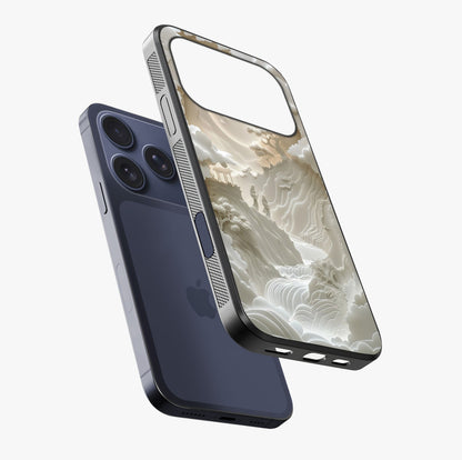 Celestial Origami Glass Case laid diagonally highlighting side profile, edges and glossy glass shine.