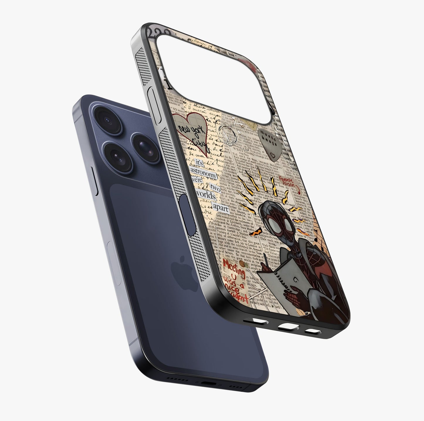 City Dream Sketch Glass Case laid diagonally highlighting side profile, edges and glossy glass shine.