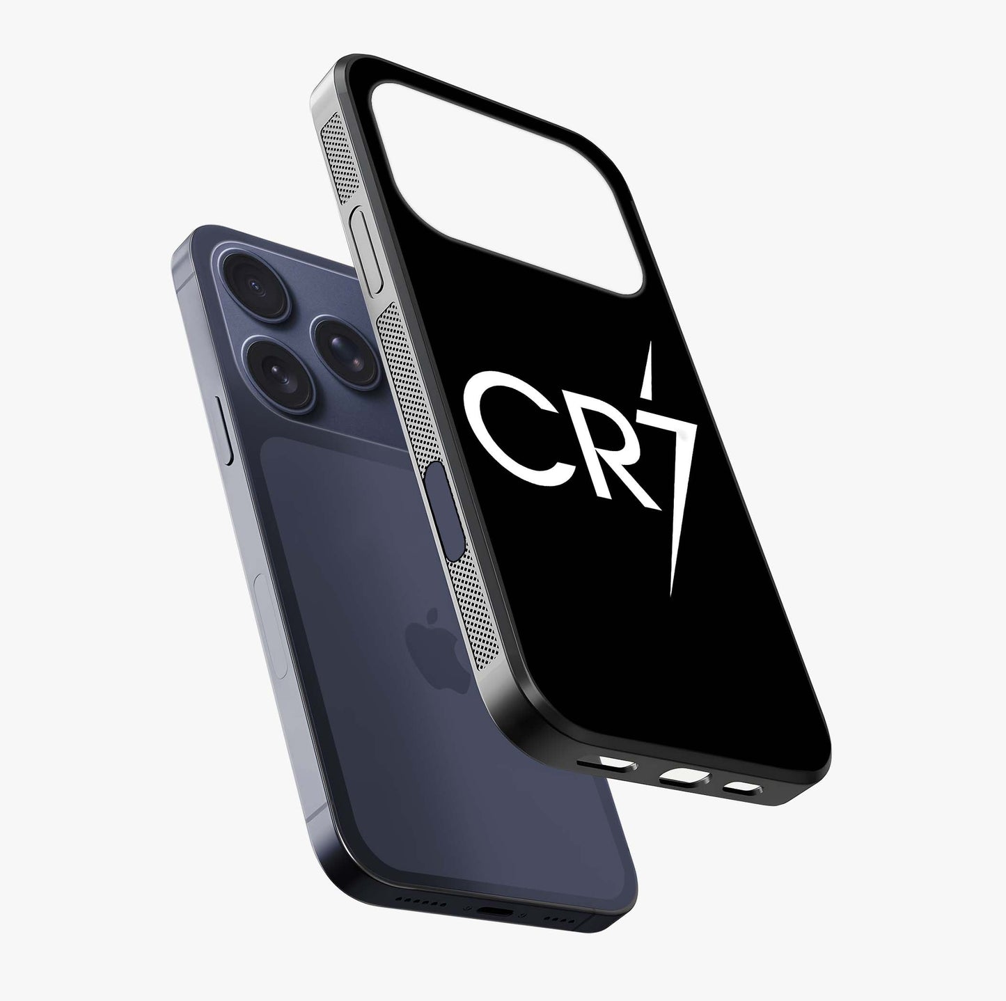 Cr7 Elite Strike Glass Case laid diagonally highlighting side profile, edges and glossy glass shine.