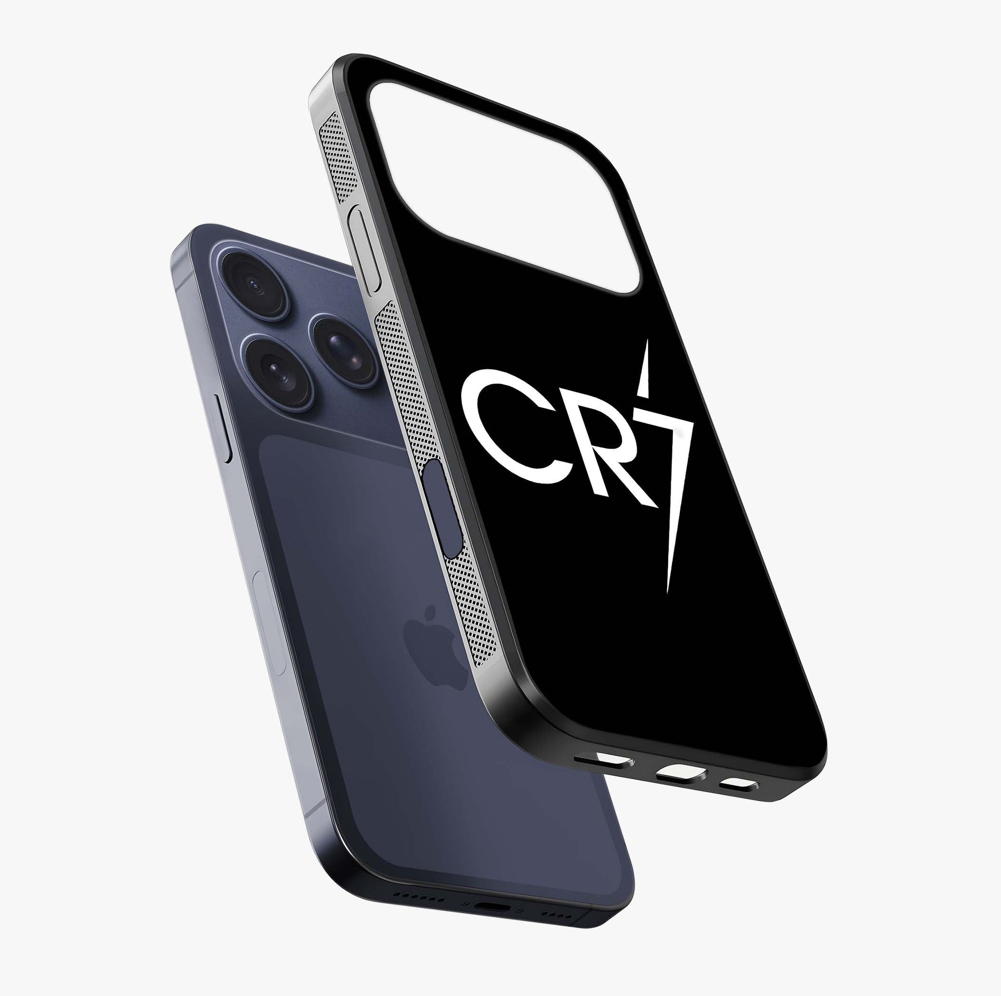 Cr7 Elite Strike Glass Case laid diagonally highlighting side profile, edges and glossy glass shine.