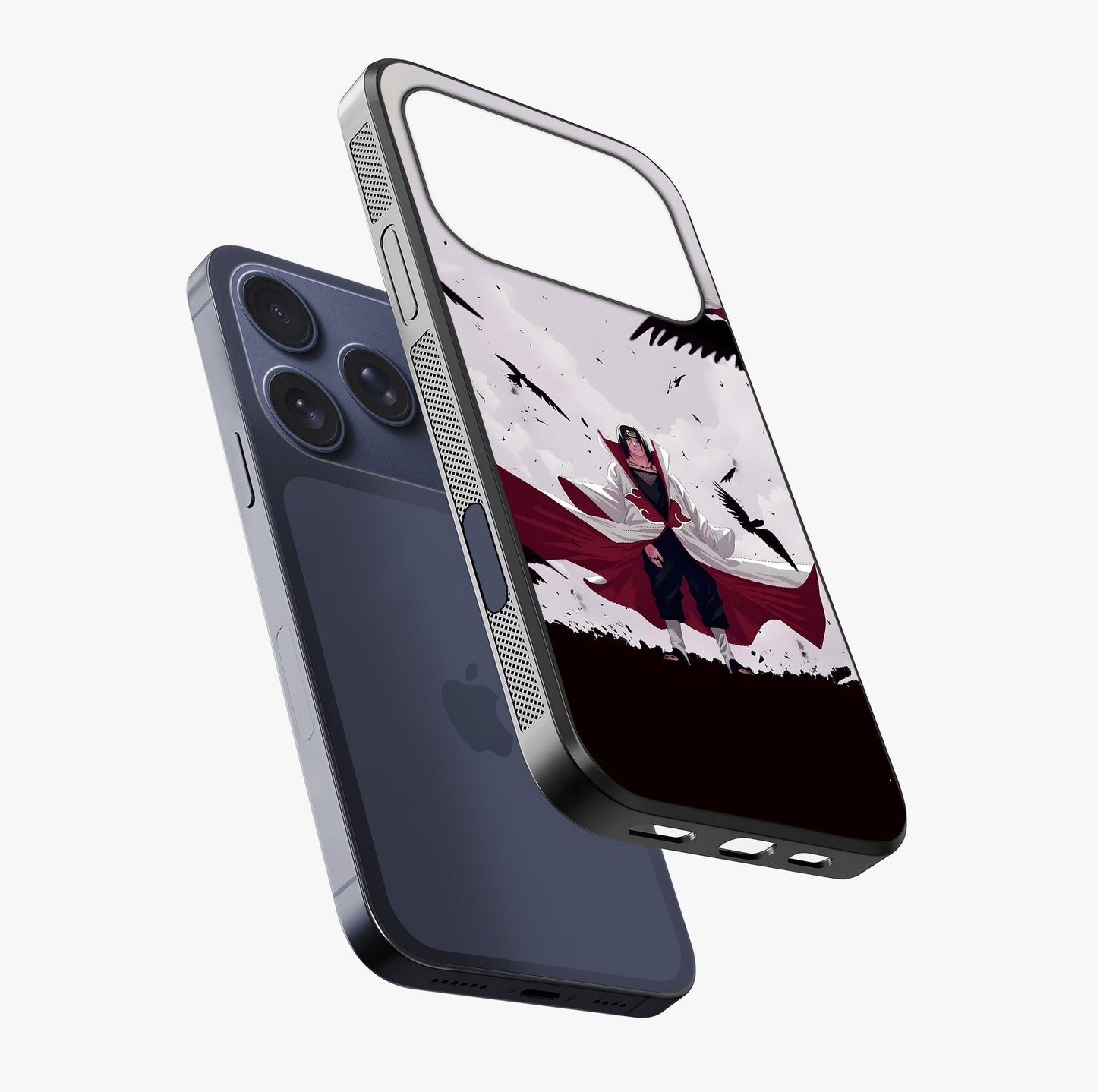 Crimson Crow Ascension Glass Case laid diagonally highlighting side profile, edges and glossy glass shine.