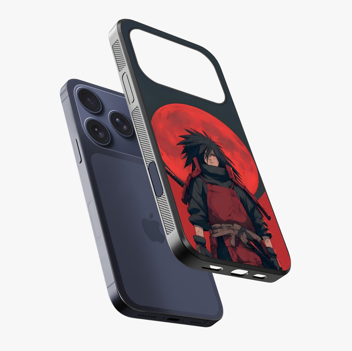 Crimson Moon Warlord Glass Case laid diagonally highlighting side profile, edges and glossy glass shine.