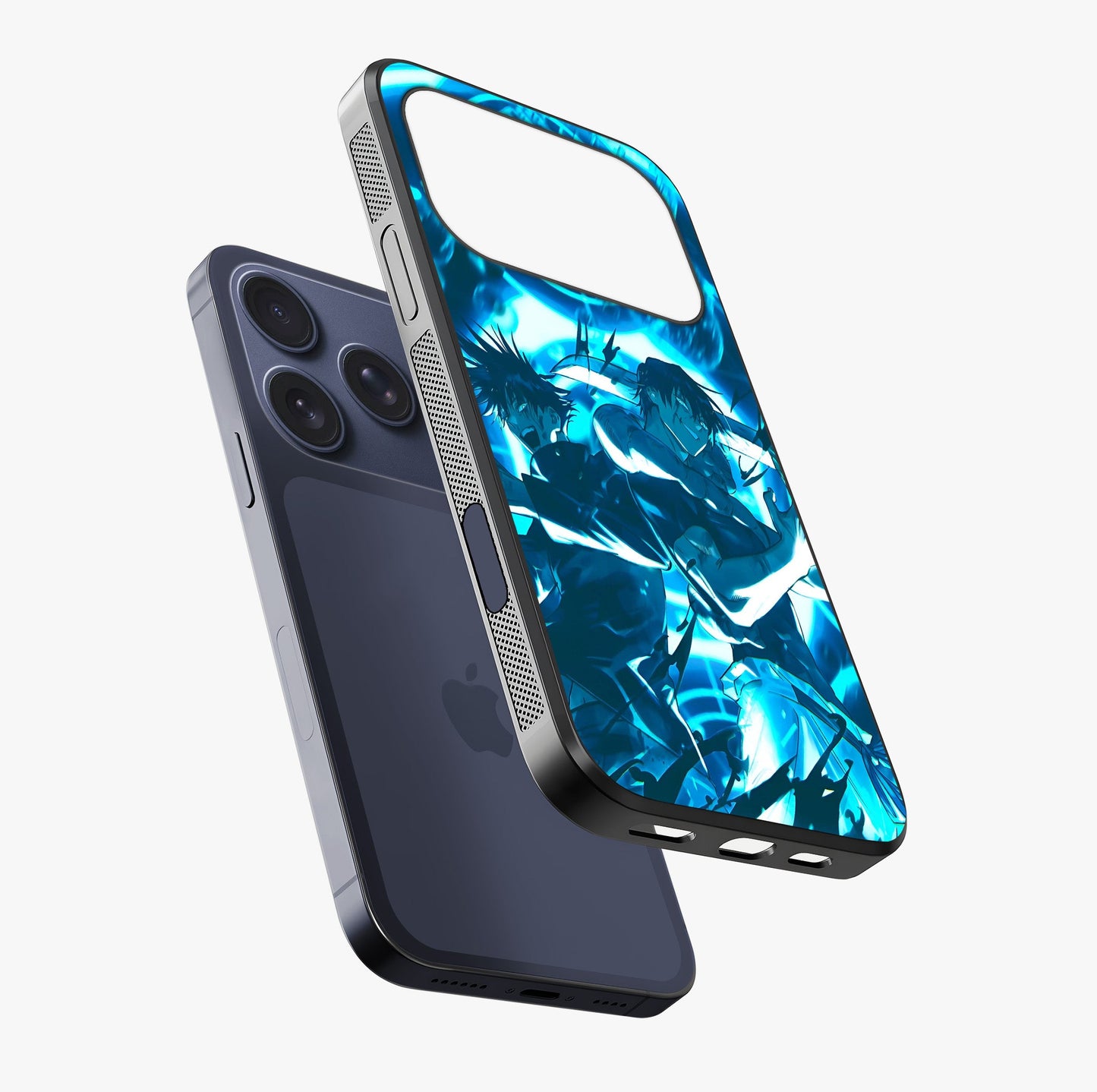 Cursed Energy Clash Glass Case laid diagonally highlighting side profile, edges and glossy glass shine.