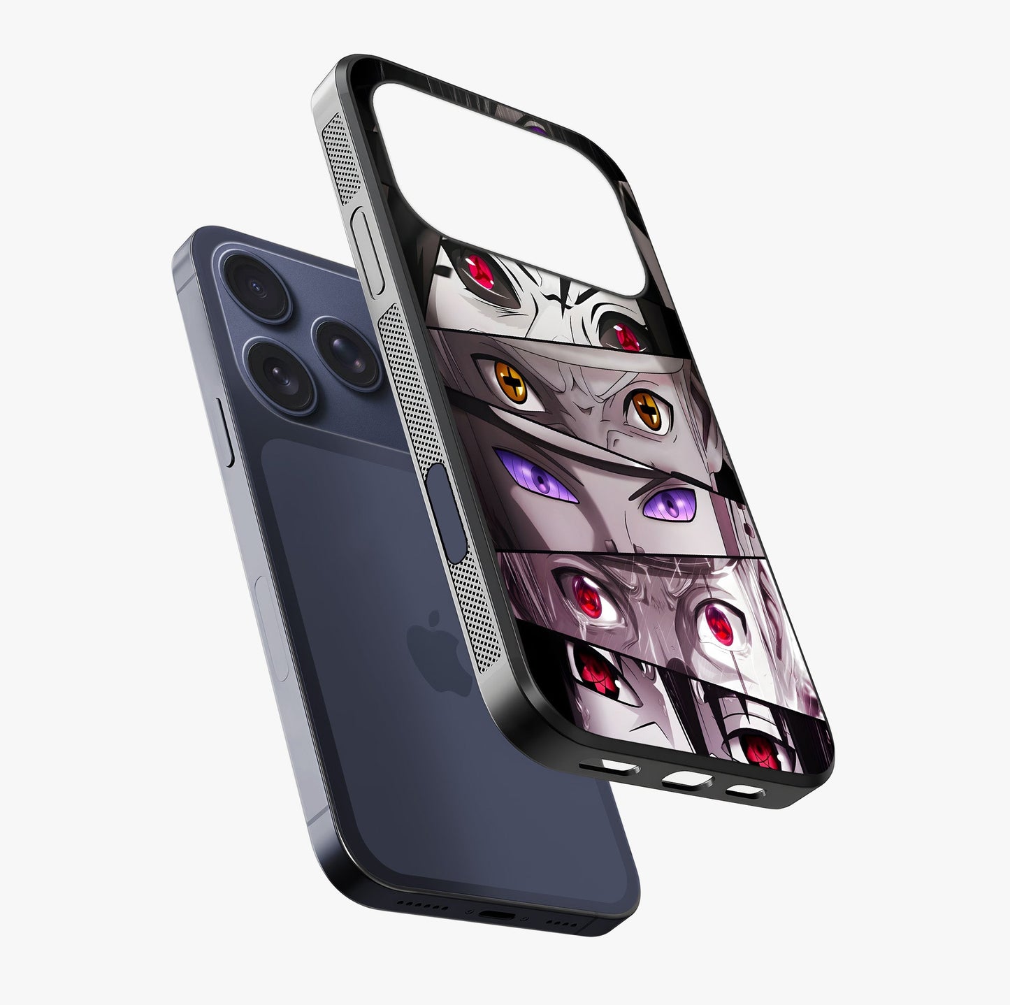 Eyes Of Destiny Glass Case laid diagonally highlighting side profile, edges and glossy glass shine.