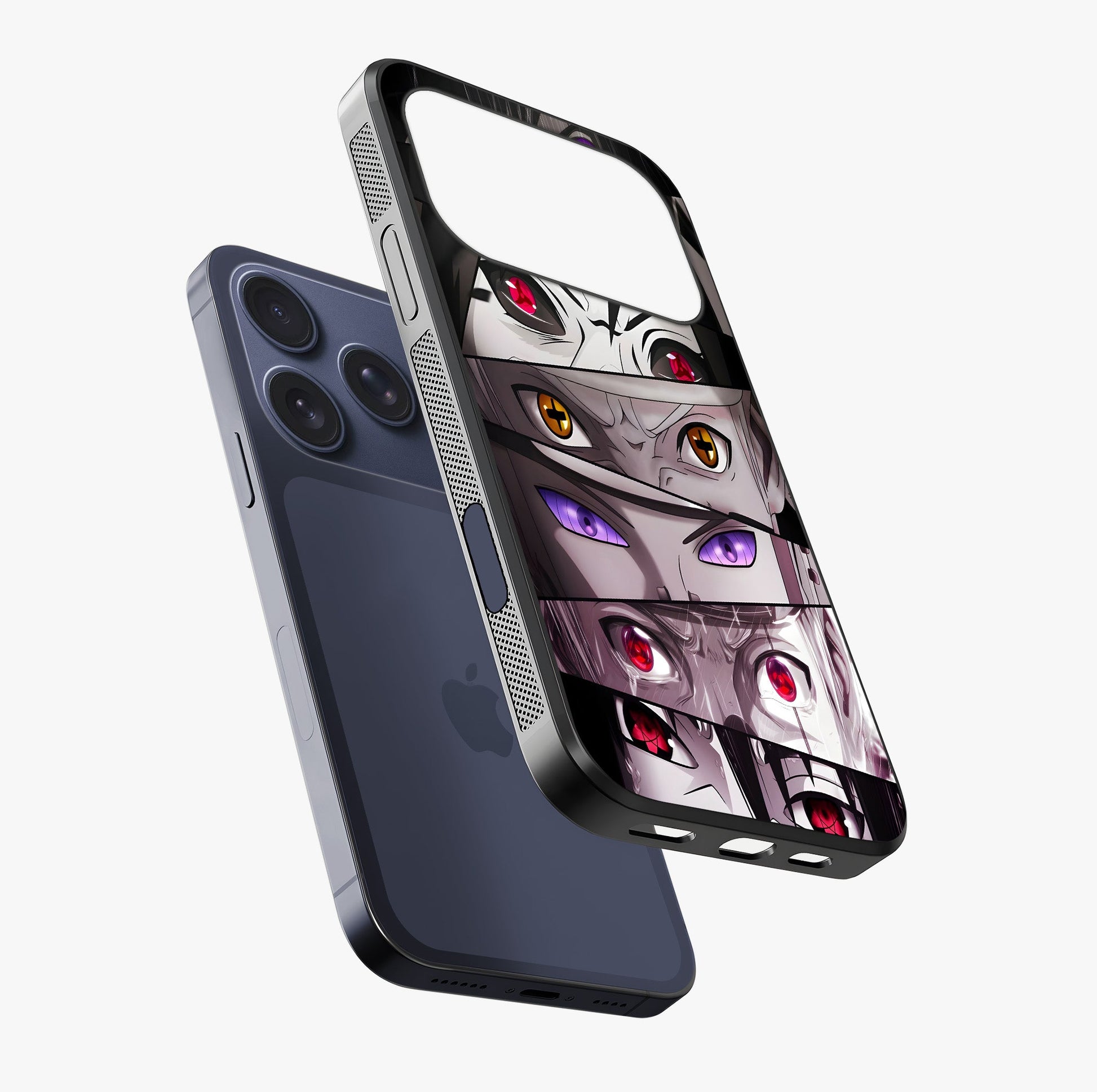 Eyes Of Destiny Glass Case laid diagonally highlighting side profile, edges and glossy glass shine.