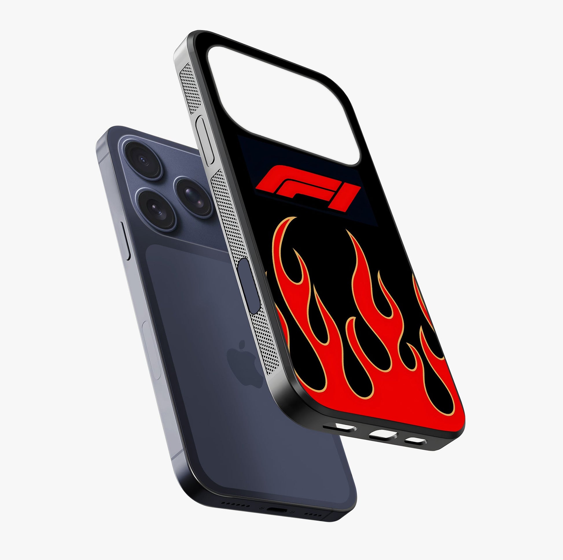 Fire F11 Glass Case laid diagonally highlighting side profile, edges and glossy glass shine.