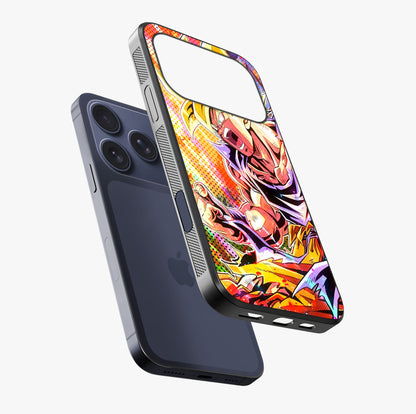 Firing Goku Glass Case laid diagonally highlighting side profile, edges and glossy glass shine.