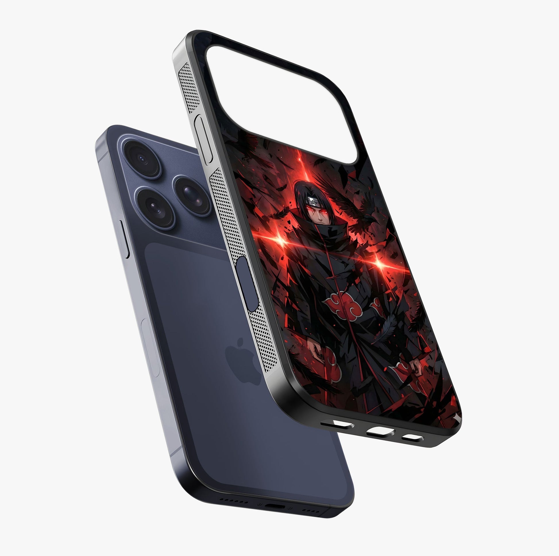 Focus Mode On Glass Case laid diagonally highlighting side profile, edges and glossy glass shine.