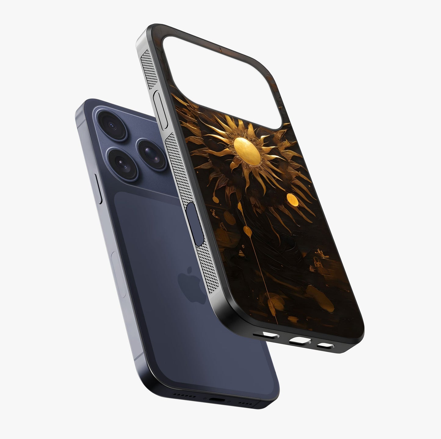 Golden Stallion Moonride Glass Case laid diagonally highlighting side profile, edges and glossy glass shine.