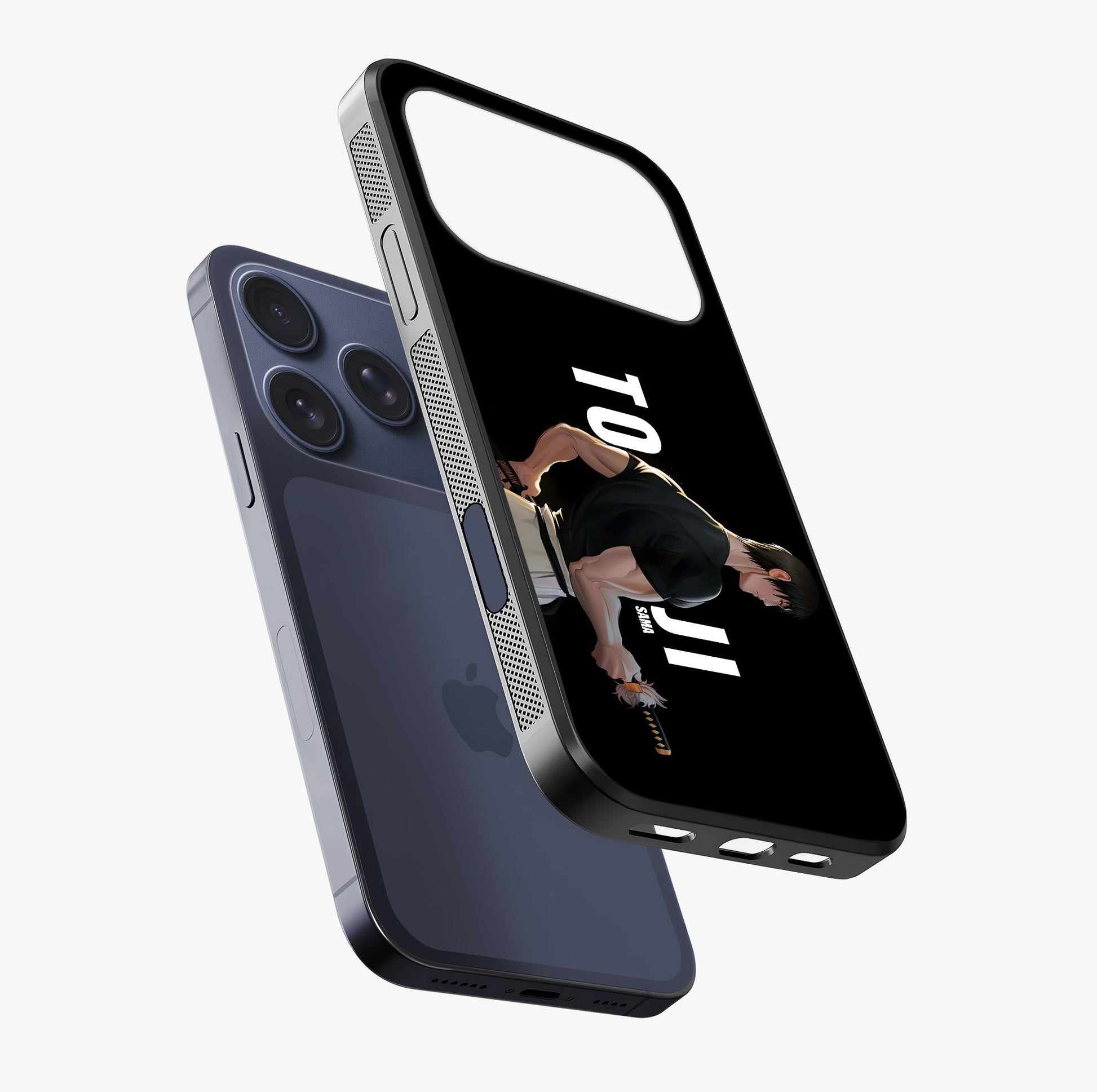 Midnight Blade Resolve Glass Case laid diagonally highlighting side profile, edges and glossy glass shine.