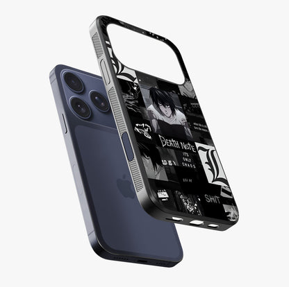 Midnight Chaos Mind Glass Case laid diagonally highlighting side profile, edges and glossy glass shine.