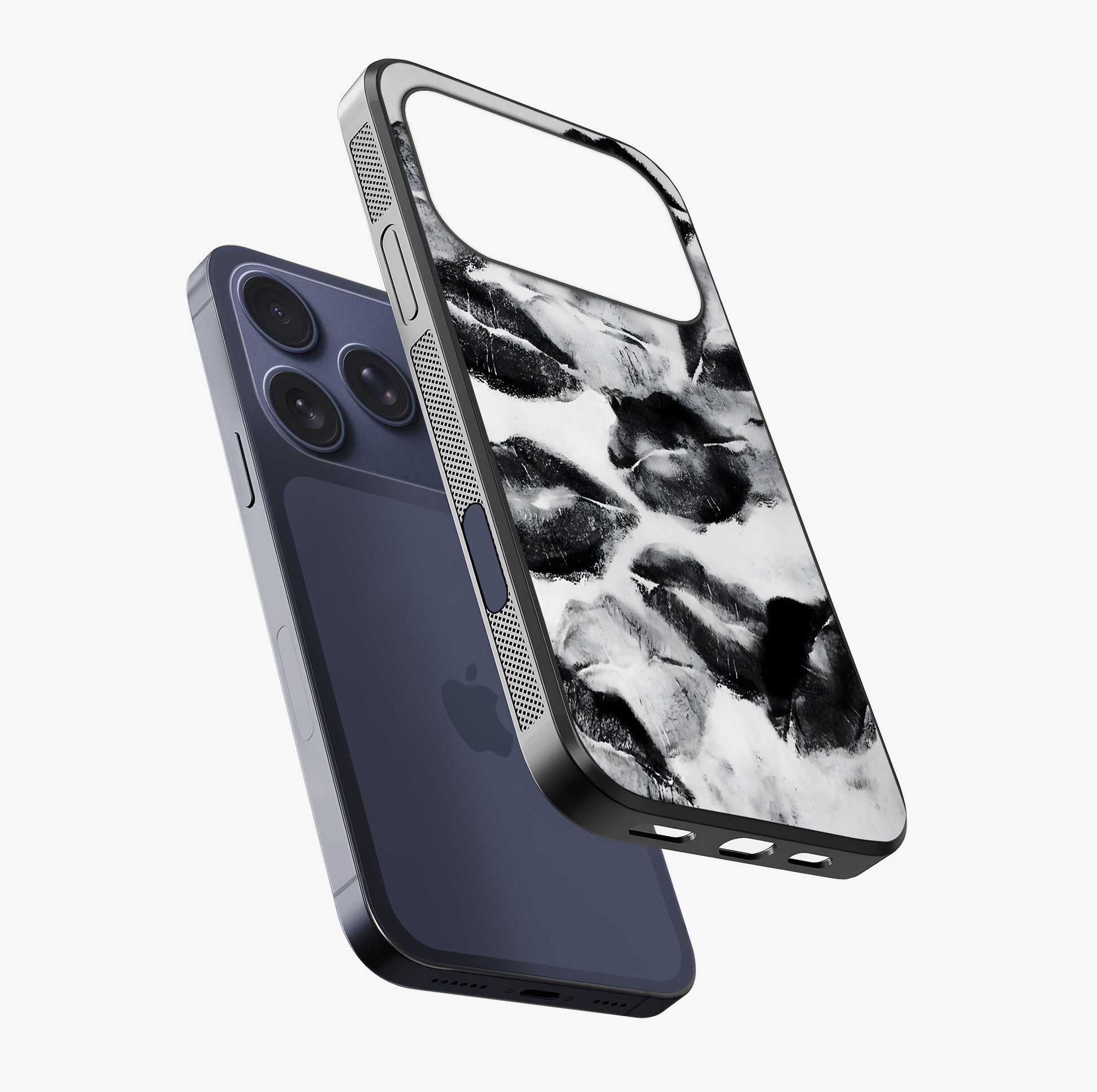 Midnight Kiss Marks Glass Case laid diagonally highlighting side profile, edges and glossy glass shine.