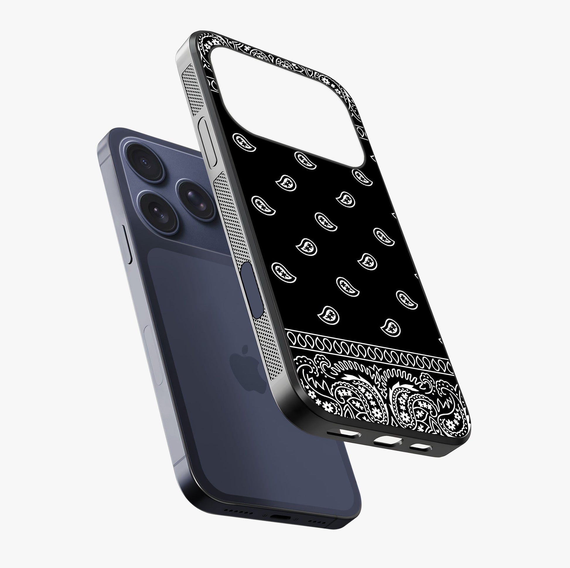 Retro Rebel Threads Glass Case laid diagonally highlighting side profile, edges and glossy glass shine.