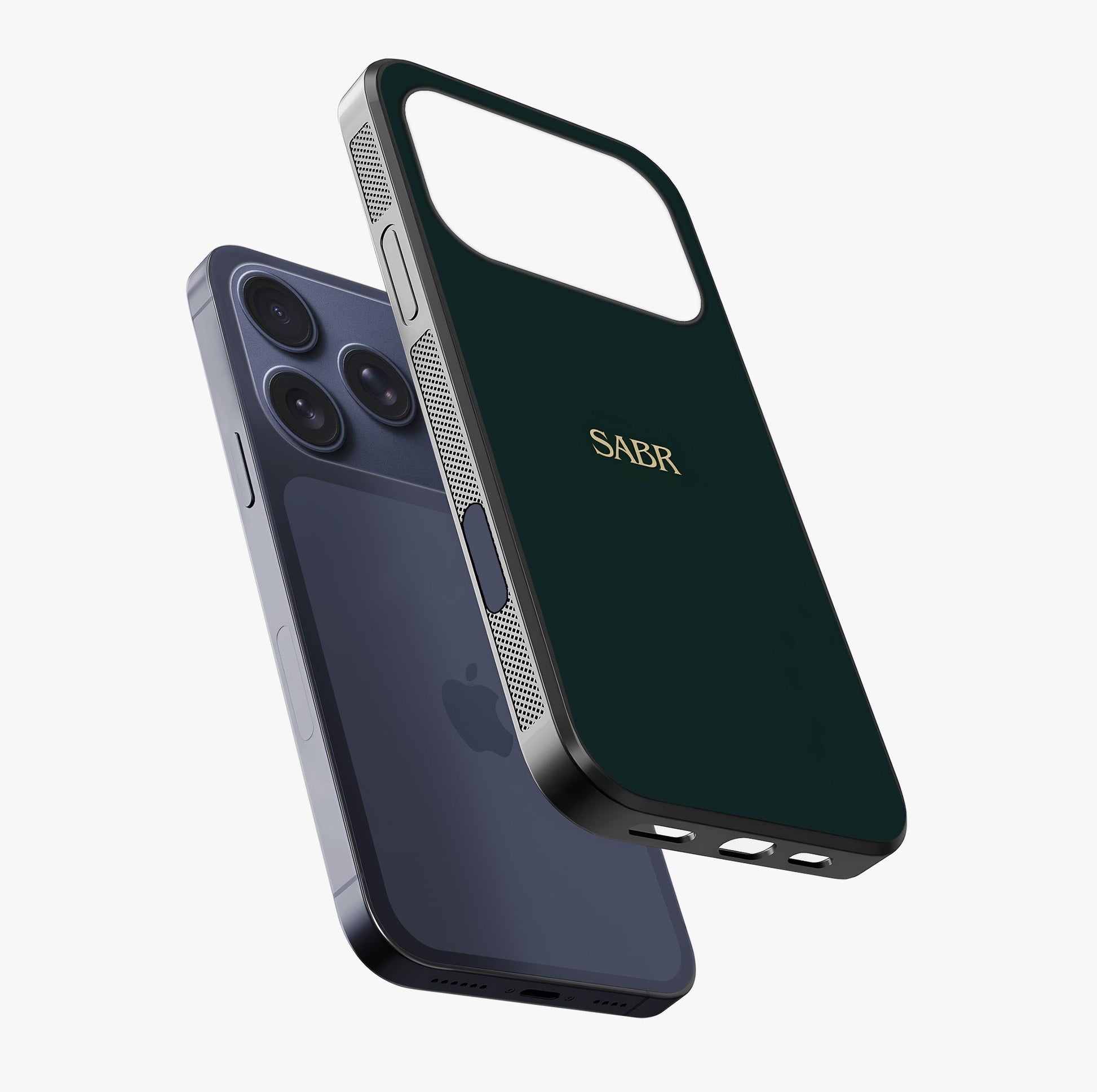 Sabr Minimal Patience Glass Case laid diagonally highlighting side profile, edges and glossy glass shine.
