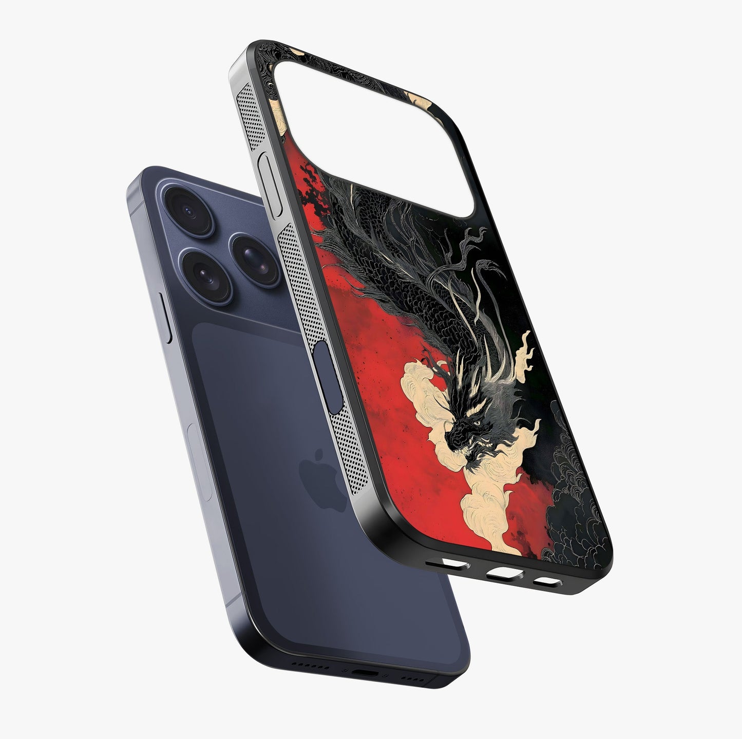 Shadow Dragon Fury Glass Case laid diagonally highlighting side profile, edges and glossy glass shine.