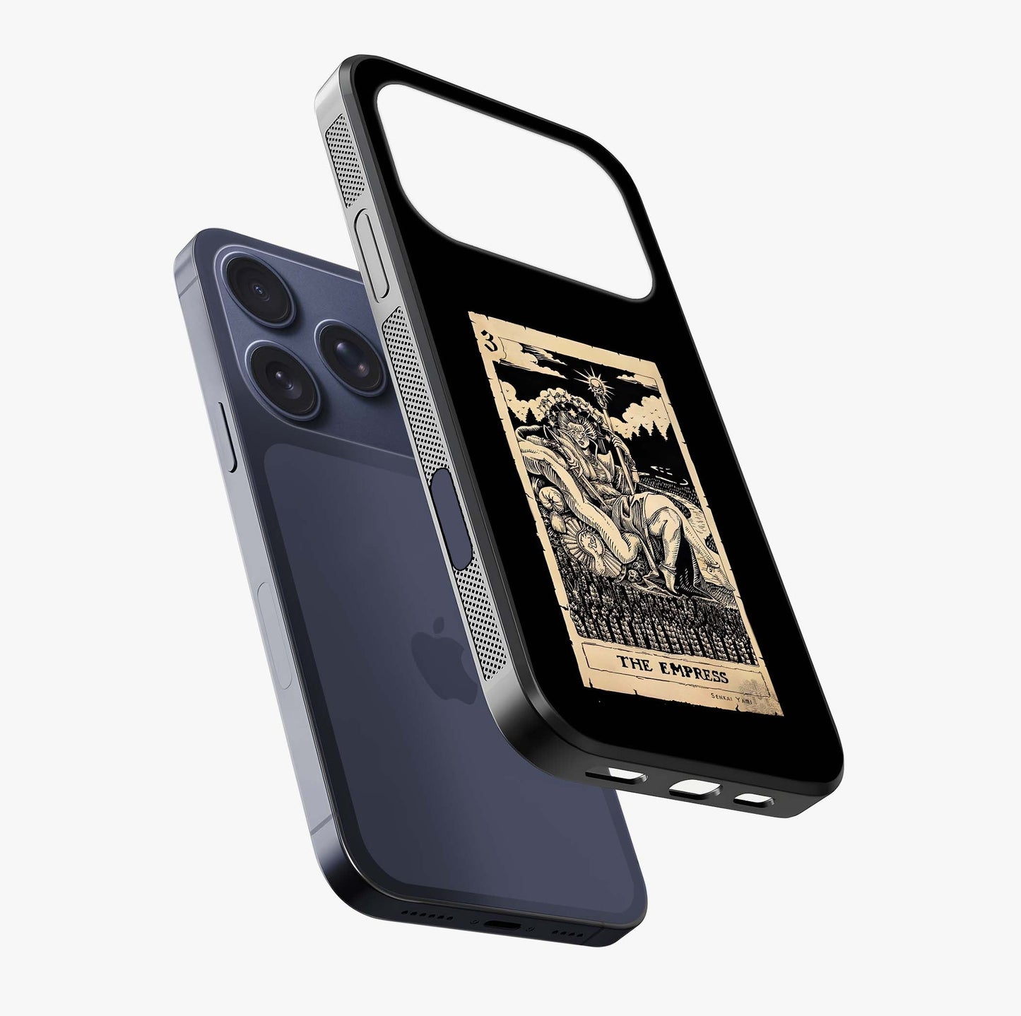 The Empress Glass Case laid diagonally highlighting side profile, edges and glossy glass shine.