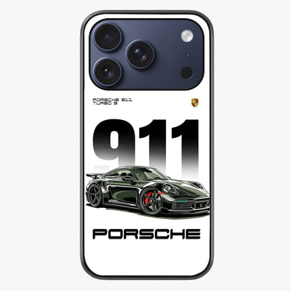 911 Turbo Dominance Glass Case showing full back design in clean flat view with glossy glass finish.