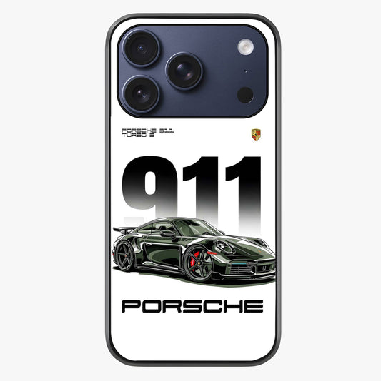 911 Turbo Dominance Glass Case showing full back design in clean flat view with glossy glass finish.