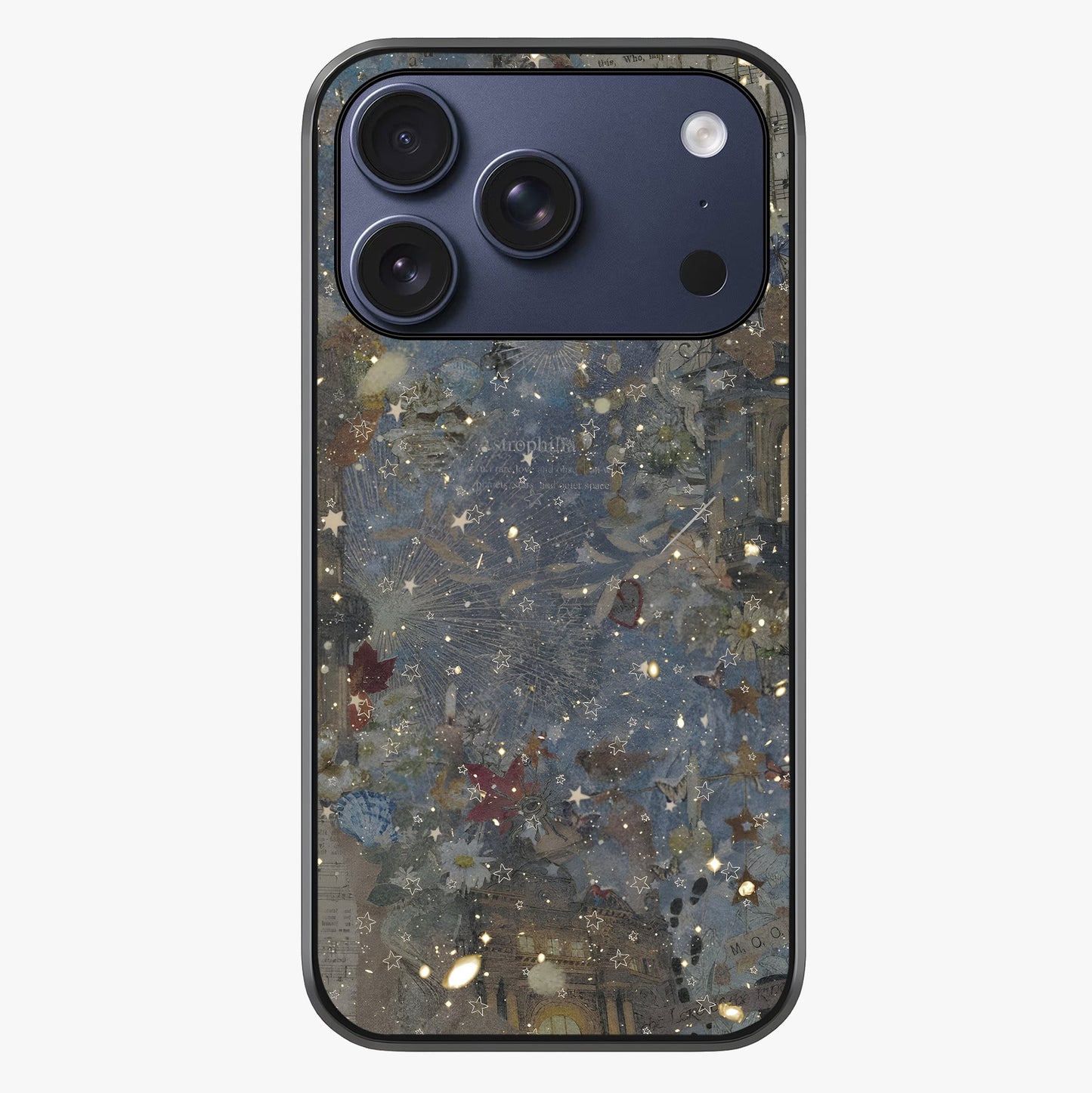 Aesthetic Astrolophia Glass Case showing full back design in clean flat view with glossy glass finish.