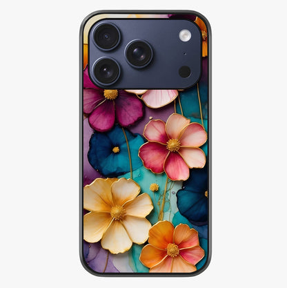 Artlyn Grace Flower Pattern Glass Case showing full back design in clean flat view with glossy glass finish.