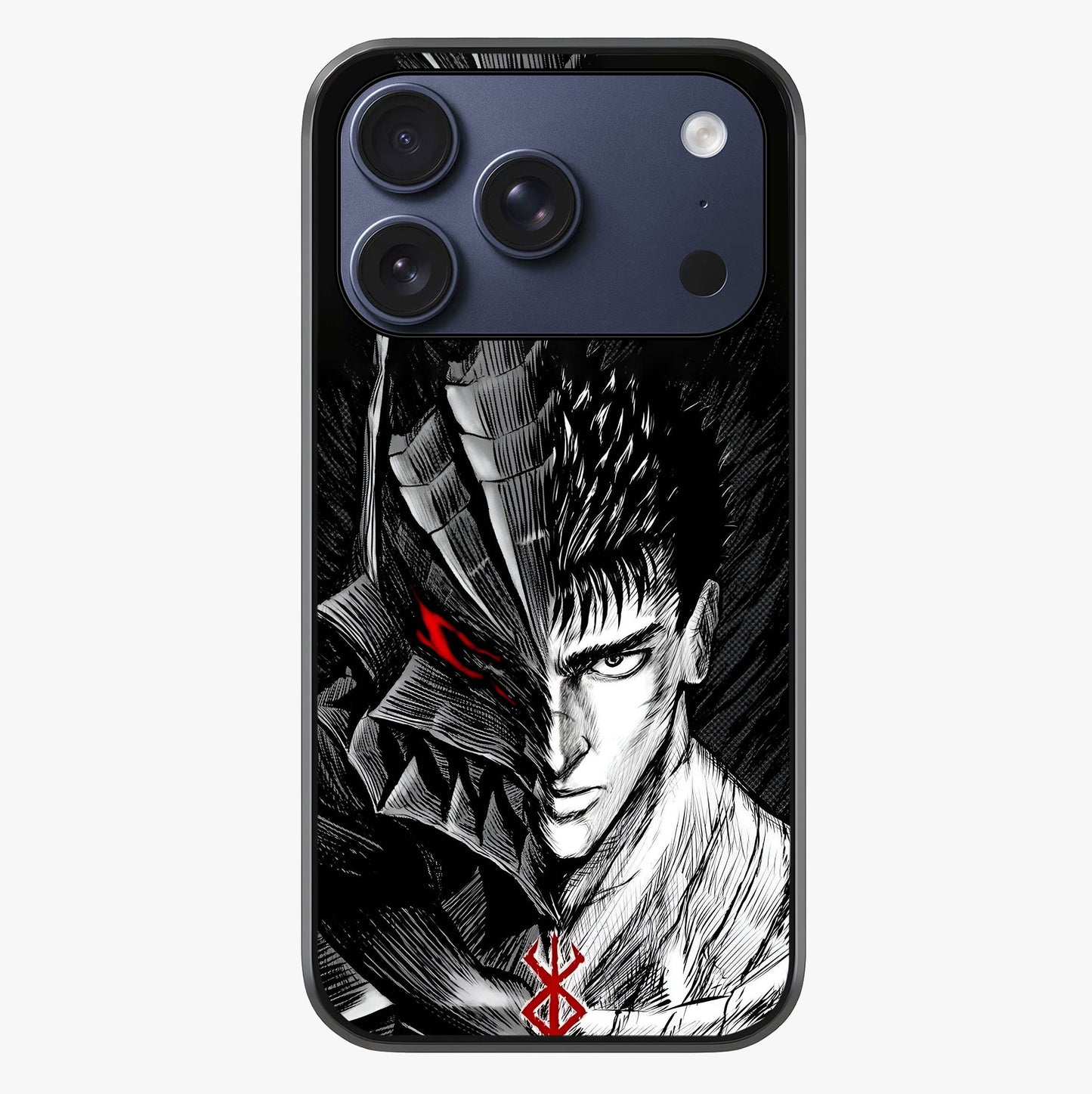 Berserker Blood Oath Glass Case showing full back design in clean flat view with glossy glass finish.