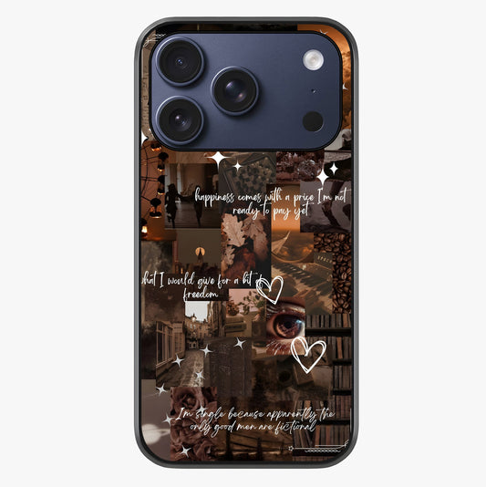 Bittersweet Aesthetic Chaos Glass Case showing full back design in clean flat view with glossy glass finish.