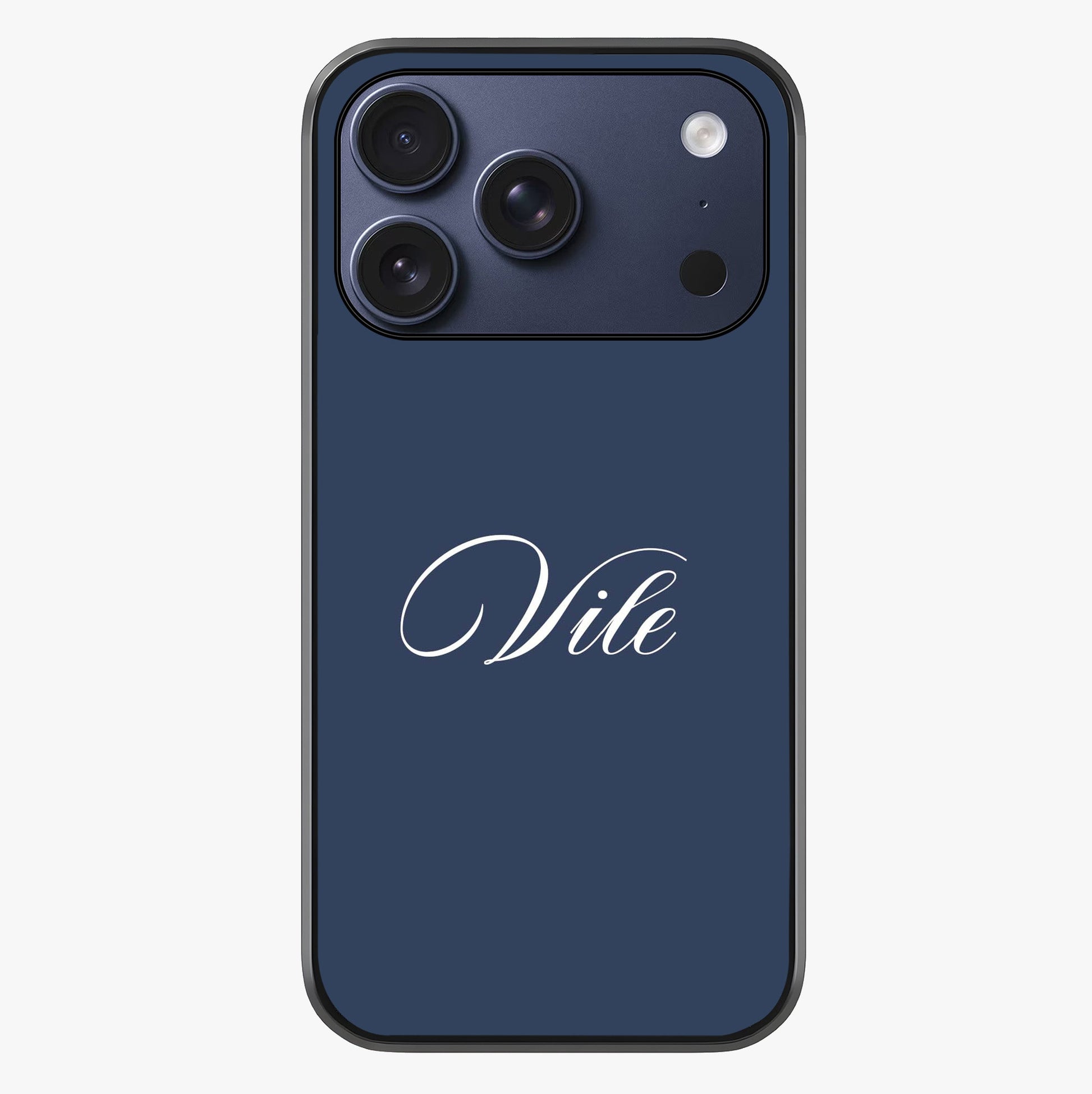 Blue Background Personalized Custom Name Glass Case showing full back design in clean flat view with glossy glass finish.