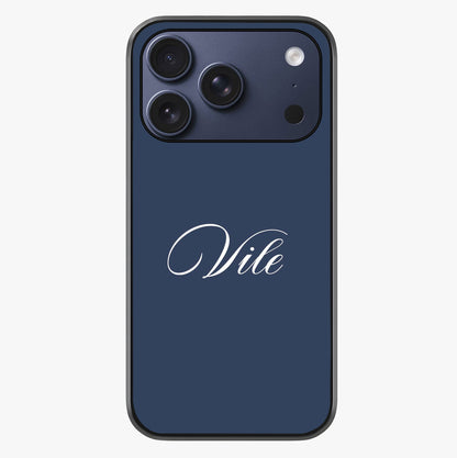 Blue Background Personalized Custom Name Glass Case showing full back design in clean flat view with glossy glass finish.