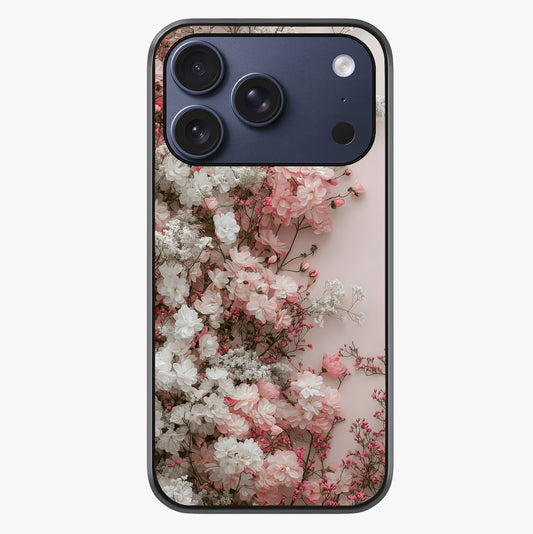 Blush Blossom Cloud Glass Case showing full back design in clean flat view with glossy glass finish.