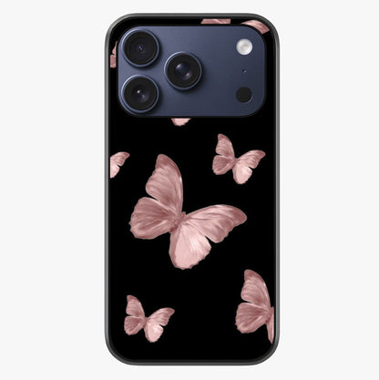 Butterfly Pattern Glass Case showing full back design in clean flat view with glossy glass finish.