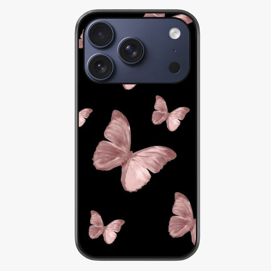 Butterfly Pattern Glass Case showing full back design in clean flat view with glossy glass finish.