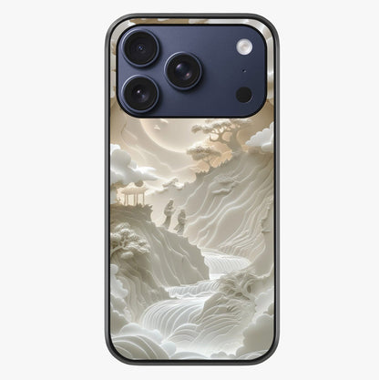 Celestial Origami Glass Case showing full back design in clean flat view with glossy glass finish.