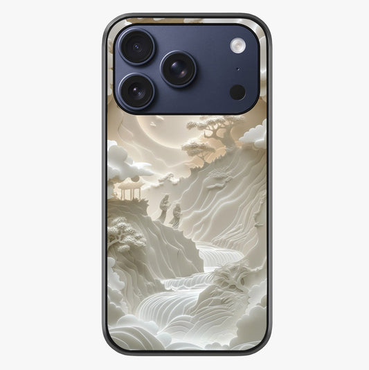 Celestial Origami Glass Case showing full back design in clean flat view with glossy glass finish.