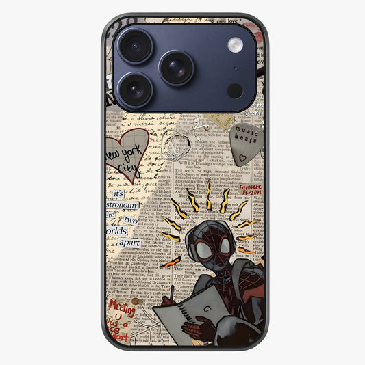 City Dream Sketch Glass Case showing full back design in clean flat view with glossy glass finish.
