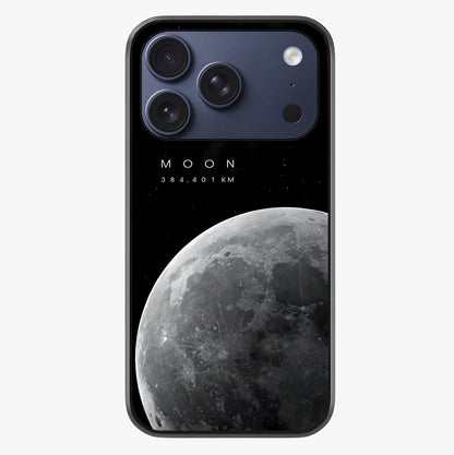 Cosmic Moon Glow Glass Case showing full back design in clean flat view with glossy glass finish.