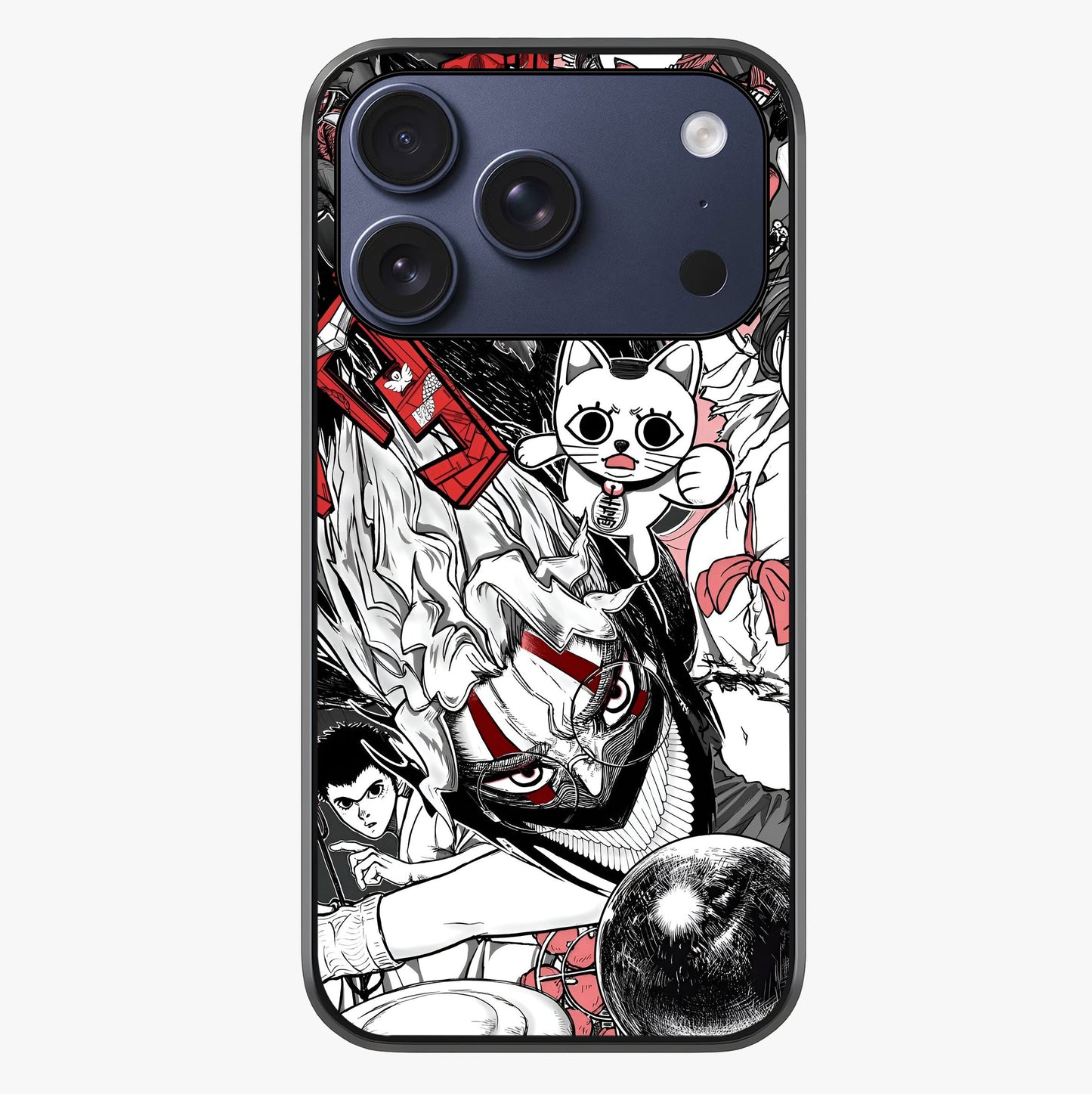 Crimson Chaos Panel Glass Case showing full back design in clean flat view with glossy glass finish.
