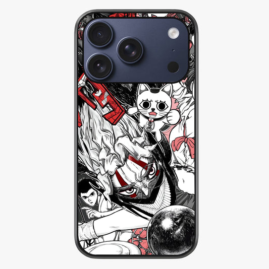 Crimson Chaos Panel Glass Case showing full back design in clean flat view with glossy glass finish.