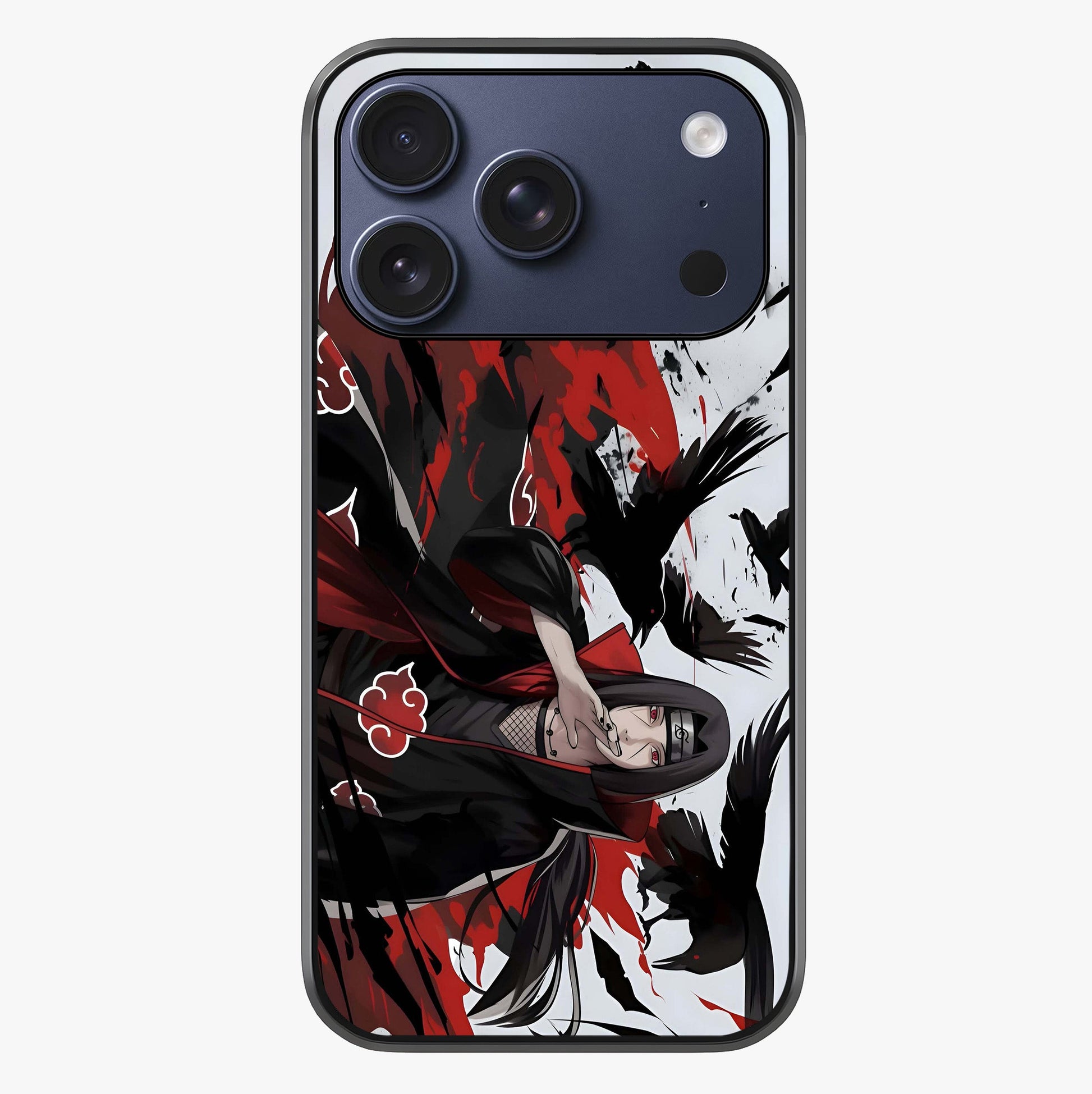 Crimson Crow Illusion Glass Case showing full back design in clean flat view with glossy glass finish.