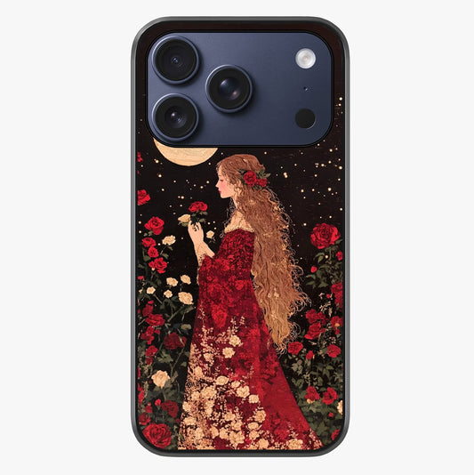 Crimson Dreams Glass Case showing full back design in clean flat view with glossy glass finish.