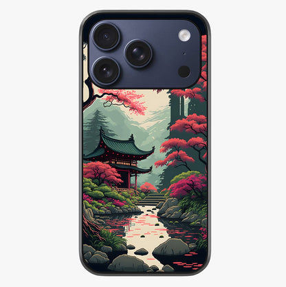 Crimson Temple View Glass Case showing full back design in clean flat view with glossy glass finish.